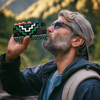 Jade Tukutuku Pattern Aotearoa 4 in 1 Can Cooler Tumbler Niho Taniwha and Puhoro Motifs