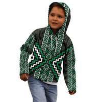 Jade Tukutuku Pattern Aotearoa Kid Hoodie Niho Taniwha and Puhoro Motifs