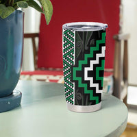 Jade Tukutuku Pattern Aotearoa Tumbler Cup Niho Taniwha and Puhoro Motifs