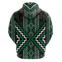 Jade Tukutuku Pattern Aotearoa Zip Hoodie Niho Taniwha and Puhoro Motifs LT7 - Polynesian Pride