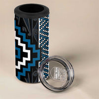 Azure Tukutuku Pattern Aotearoa 4 in 1 Can Cooler Tumbler Niho Taniwha and Puhoro Motifs