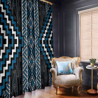 Azure Tukutuku Pattern Aotearoa Window Curtain Niho Taniwha and Puhoro Motifs