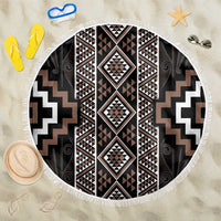 Classic Tukutuku Pattern Aotearoa Beach Blanket Niho Taniwha and Puhoro Motifs