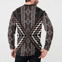 Classic Tukutuku Pattern Aotearoa Button Sweatshirt Niho Taniwha and Puhoro Motifs