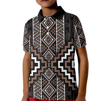 Classic Tukutuku Pattern Aotearoa Kid Polo Shirt Niho Taniwha and Puhoro Motifs