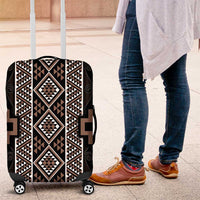 Classic Tukutuku Pattern Aotearoa Luggage Cover Niho Taniwha and Puhoro Motifs LT7 Brown - Polynesian Pride