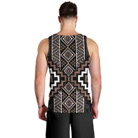 Classic Tukutuku Pattern Aotearoa Men Tank Top Niho Taniwha and Puhoro Motifs