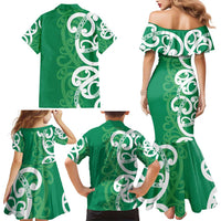 Pounamu Green Maori Family Matching Mermaid Dress and Hawaiian Shirt Koru Kowhaiwhai LT7 - Polynesian Pride