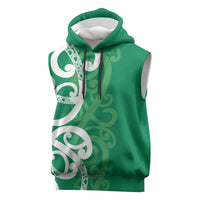 Pounamu Green Maori Sleeveless Hoodie Koru Kowhaiwhai - Polynesian Pride