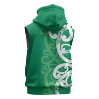 Pounamu Green Maori Sleeveless Hoodie Koru Kowhaiwhai - Polynesian Pride