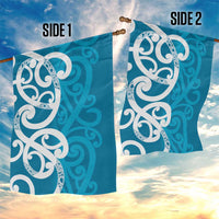 Azure Blue Maori Garden Flag Koru Kowhaiwhai - Polynesian Pride