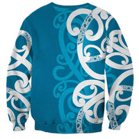 Azure Blue Maori Sweatshirt Koru Kowhaiwhai - Polynesian Pride