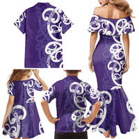 Violet Green Maori Family Matching Mermaid Dress and Hawaiian Shirt Koru Kowhaiwhai LT7 - Polynesian Pride
