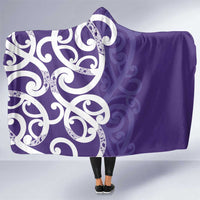 Violet Green Maori Hooded Blanket Koru Kowhaiwhai - Polynesian Pride
