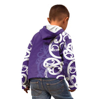 Violet Green Maori Kid Hoodie Koru Kowhaiwhai - Polynesian Pride