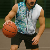 Paua Shell Maori Sleeveless Zip Hoodie Koru Kowhaiwhai - Polynesian Pride