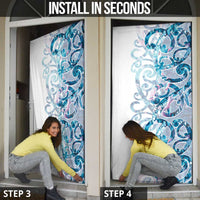 Turquoise Paua Shell Maori Door Cover Koru Kowhaiwhai - Polynesian Pride