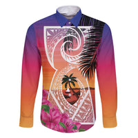 Guam Chamorro Family Matching Mermaid Dress and Hawaiian Shirt Artsy Latte Stone LT7 Dad's Shirt - Long Sleeve Art - Polynesian Pride
