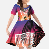Guam Chamorro Family Matching Off The Shoulder Long Sleeve Dress and Hawaiian Shirt Artsy Latte Stone LT7 Daughter's Dress Art - Polynesian Pride