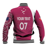 Personalised New Zealand Rugby Baseball Jacket Aotearoa Champions - Pink Version