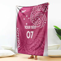 Personalised New Zealand Rugby Blanket Aotearoa Champions - Pink Version