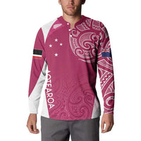 Personalised New Zealand Rugby Button Sweatshirt Aotearoa Champions - Pink Version