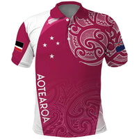 Personalised New Zealand Rugby Polo Shirt Aotearoa Champions - Pink Version