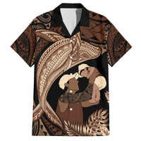 Father's Day Polynesian Pattern Hawaiian Shirt Tropical Humpback Whale LT7 Brown - Polynesian Pride