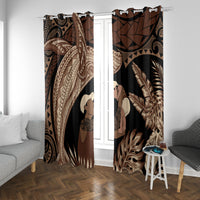 Father's Day Polynesian Pattern Window Curtain Tropical Humpback Whale
