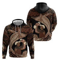 Father's Day Polynesian Pattern Zip Hoodie Tropical Humpback Whale