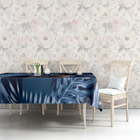 Father's Day Polynesian Pattern Tablecloth Tropical Humpback Whale - Navy