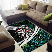 Personalized NZ Darts Area Rug Paua Shell Maori Koru Whakairo - Polynesian Pride