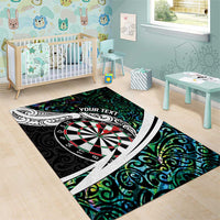 Personalized NZ Darts Area Rug Paua Shell Maori Koru Whakairo - Polynesian Pride