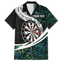 Personalized NZ Darts Family Matching Off Shoulder Short Dress and Hawaiian Shirt Paua Shell Maori Koru Whakairo - Polynesian Pride