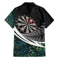 Personalized NZ Darts Family Matching Off Shoulder Short Dress and Hawaiian Shirt Paua Shell Maori Koru Whakairo - Polynesian Pride