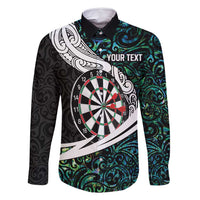 Personalized NZ Darts Family Matching Off Shoulder Short Dress and Hawaiian Shirt Paua Shell Maori Koru Whakairo - Polynesian Pride