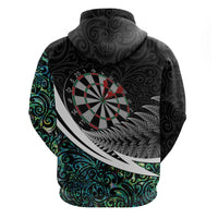 Personalized NZ Darts Hoodie Paua Shell Maori Koru Whakairo - Polynesian Pride