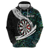 Personalized NZ Darts Hoodie Paua Shell Maori Koru Whakairo - Polynesian Pride