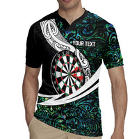 Personalized NZ Darts Rugby Jersey Paua Shell Maori Koru Whakairo - Polynesian Pride