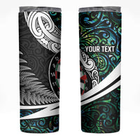 Personalized NZ Darts Skinny Tumbler Paua Shell Maori Koru Whakairo - Polynesian Pride