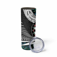 Personalized NZ Darts Skinny Tumbler Paua Shell Maori Koru Whakairo - Polynesian Pride