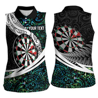 Personalized NZ Darts Women Sleeveless Polo Shirt Paua Shell Maori Koru Whakairo - Polynesian Pride