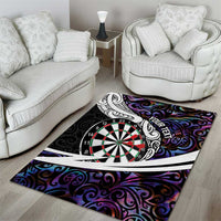 Personalized NZ Darts Area Rug Paua Shell Maori Koru Whakairo - Purple - Polynesian Pride