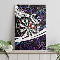 Personalized NZ Darts Canvas Wall Art Paua Shell Maori Koru Whakairo - Purple - Polynesian Pride