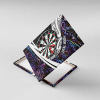 Personalized NZ Darts Canvas Wall Art Paua Shell Maori Koru Whakairo - Purple - Polynesian Pride