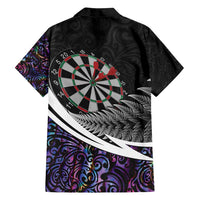 Personalized NZ Darts Family Matching Summer Maxi Dress and Hawaiian Shirt Paua Shell Maori Koru Whakairo - Purple - Polynesian Pride