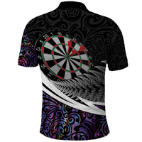 Personalized NZ Darts Polo Shirt Paua Shell Maori Koru Whakairo - Purple - Polynesian Pride