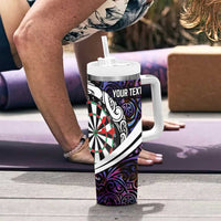 Personalized NZ Darts Tumbler With Handle Paua Shell Maori Koru Whakairo - Purple - Polynesian Pride