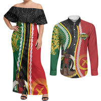 Ni-Vanuatu Indipendens Dei Celebretem Couples Matching Off Shoulder Maxi Dress and Long Sleeve Button Shirt Yumi Yumi Yumi
