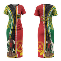 Ni-Vanuatu Indipendens Dei Celebretem Couples Matching Short Sleeve Bodycon Dress and Hawaiian Shirt Yumi Yumi Yumi LT7 - Polynesian Pride